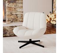 Fauteuil pivotant en tissu bouclé blanc cassé - elvis