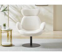 Fauteuil pivotant en tissu bouclette blanc ATORCO