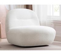 Fauteuil pivotant en tissu bouclette blanc POZETI