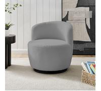 Fauteuil pivotant en tissu bouclette gris clair - SHERPA
