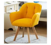 Fauteuil Pivotant En Tissu, Chaise D'appoint, Chaise De Salle À Manger, Chaise De Bureau, Sans Roulettes Avec Pieds En Bois Robustes Pour Petit Espace, Fauteuil En Velours, Chaise Rembourrée,Jaune