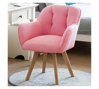 Fauteuil Pivotant En Tissu, Chaise D'appoint, Chaise De Salle À Manger, Chaise De Bureau, Sans Roulettes Avec Pieds En Bois Robustes Pour Petit Espace, Fauteuil En Velours, Chaise Rembourrée,Rose