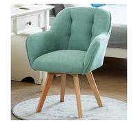 Fauteuil Pivotant En Tissu, Chaise D'appoint, Chaise De Salle À Manger, Chaise De Bureau, Sans Roulettes Avec Pieds En Bois Robustes Pour Petit Espace, Fauteuil En Velours, Chaise Rembourrée,Bleu