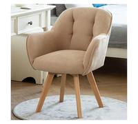Fauteuil Pivotant En Tissu, Chaise D'appoint, Chaise De Salle À Manger, Chaise De Bureau, Sans Roulettes Avec Pieds En Bois Robustes Pour Petit Espace, Fauteuil En Velours, Chaise Rembourrée,Kaki
