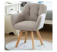 Fauteuil Pivotant En Tissu, Chaise D'appoint, Chaise De Salle À Manger, Chaise De Bureau, Sans Roulettes Avec Pieds En Bois Robustes Pour Petit Espace, Fauteuil En Velours, Chaise Rembourrée,Gray2