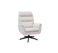 Fauteuil pivotant en tissu chenille beige et métal noir JONAH