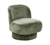 Fauteuil Pivotant en Tissu Chenille Dossier Incurvé Rembourré Vert Aylo