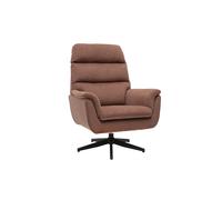 Fauteuil pivotant en tissu chenille terre brûlée et métal noir JONAH