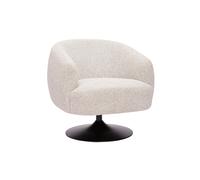 Miliboo Fauteuil pivotant en Tissu Effet Bouclette Beige et métal Noir Bowie