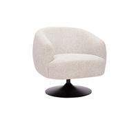 Fauteuil pivotant en tissu effet bouclette beige et métal noir BOWIE