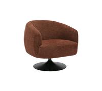 Fauteuil pivotant en tissu effet chenille brossé terre brûlée et métal noir BOWIE