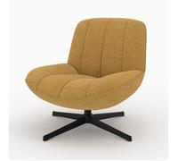 Fauteuil pivotant en tissu effet velours jaune moutarde - Elvis - Rendez-Vous Déco