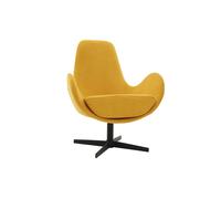Fauteuil pivotant design en tissu effet velours jaune moutarde et métal noir ANDY