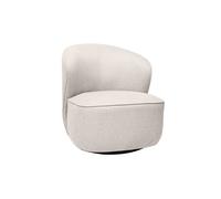 Fauteuil design pivotant en tissu effet velours texturé beige AMBER