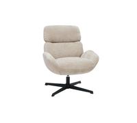 Fauteuil pivotant en tissu effet velours texturé taupe et métal noir KLEM