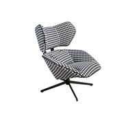 Fauteuil pivotant en tissu noir et blanc 5142, 85 x 95 x 98 cm -