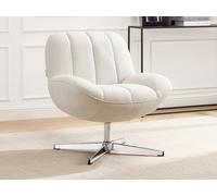 Fauteuil pivotant en tissu texturé beige VOLABO