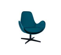 Fauteuil pivotant design en tissu velours bleu canard et métal noir ANDY