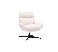 Fauteuil pivotant en tissu velours côtelé écru et métal noir klem