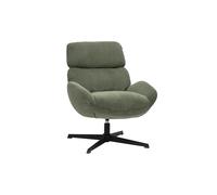 Fauteuil pivotant en tissu velours côtelé vert kaki et métal noir KLEM