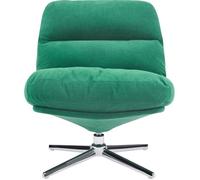 Fauteuil pivotant en velours côtelé vert électrique et piètement chromé - Julia