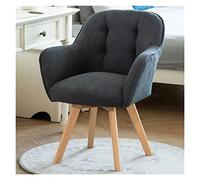 Fauteuil pivotant en velours gris avec pieds en bois robustes pour petit espace, chaise d'appoint moderne pour salle à manger, bureau, club et salons