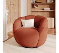 Fauteuil pivotant en velours rouge brique - ysé