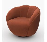 Fauteuil pivotant en velours rouge brique - Ysé - Maison Pavane