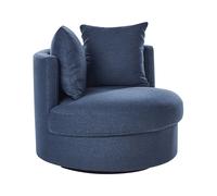 Fauteuil Pivotant Moderne Glam en Tissu avec Coussins Dossier Rond Base en Fer B