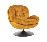Beliani Fauteuil Pivotant Vintage en Velours avec Assise Rembourré Base Simple Jaune Nolvik
