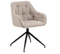 Fauteuil pivotant rembourré Brooke avec accoudoirs beiges