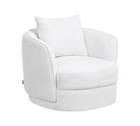 Fauteuil Pivotant Rétro Glam en Tissu avec Coussin Blanc Cassé Andalen