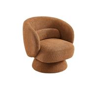 Fauteuil pivotant. rotatif 360° en tissu avec coussin terracotta - L 76 x P 76 x H 76.5cm - Elias