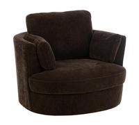 Fauteuil pivotant rond 109x100x89 cm en tissu marron foncé