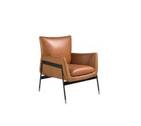 Fauteuil pivotant tapissé de cuir brun 5091C, 67 x 75 x 87 cm. -