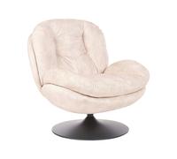 Fauteuil Pivotant Vintage en Velours avec Assise Rembourré Base Simple Beige Nol