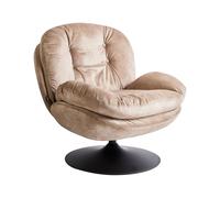 Fauteuil Pivotant Vintage en Velours avec Assise Rembourré Base Simple Beige Sab