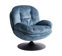 Beliani Fauteuil Pivotant Vintage en Velours avec Assise Rembourré Base Simple Bleu Foncé Nolvik