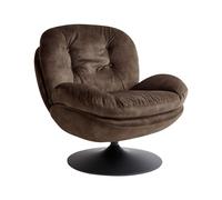 Fauteuil Pivotant Vintage en Velours avec Assise Rembourré Base Simple Marron Fo