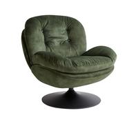 Fauteuil Pivotant Vintage en Velours avec Assise Rembourré Base Simple Vert Nolv