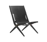 Fauteuil pliable Saxe black leather