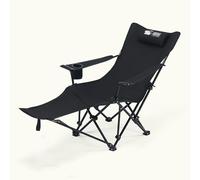 Fauteuil Pliant avec Repose-Pieds, Chaise Confortable, Stables Et Durables, Faciles À Ranger, Idéales pour Le Camping, Les Pique-niques Et La Plage(Black)