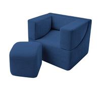 Fauteuil pliant enfant - Velours côtelé - Bleu marine