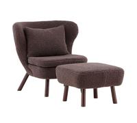 Fauteuil & Pouf Bouclette "Ryxo" 85cm Marron