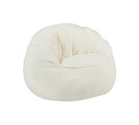 Fauteuil pouf coquillage en tissu bouclette blanc FONADO