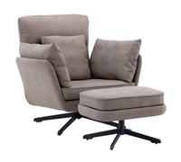 Fauteuil & Pouf Design Bouclé "Madrid" 96cm Gris