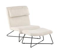 Fauteuil & Pouf Design Bouclette "Laconia" 88cm Blanc