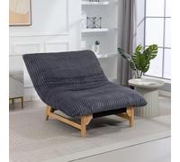 Fauteuil Pouf en Velours Côtelé, Salon et Chambre, Gris, 100x120x76 cm