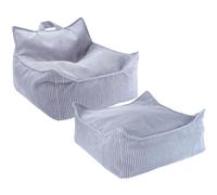 Fauteuil pouf et repose-pieds Blueberry velours côtelé
