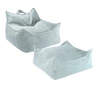 Fauteuil pouf et repose-pieds Peppermint Green velours côtelé